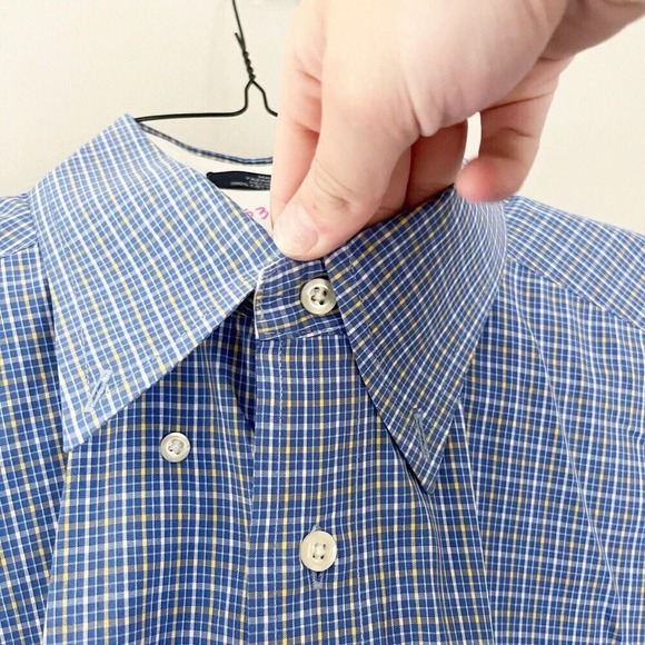 Tommy Hilfiger Mens Plaid Button Down Shirt Large Blue Long Sleeve Cotton Preppy - Picture 5 of 7